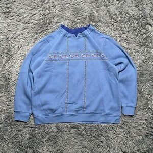 Vintage 90's Flower Blue Women's Crewneck Size Large